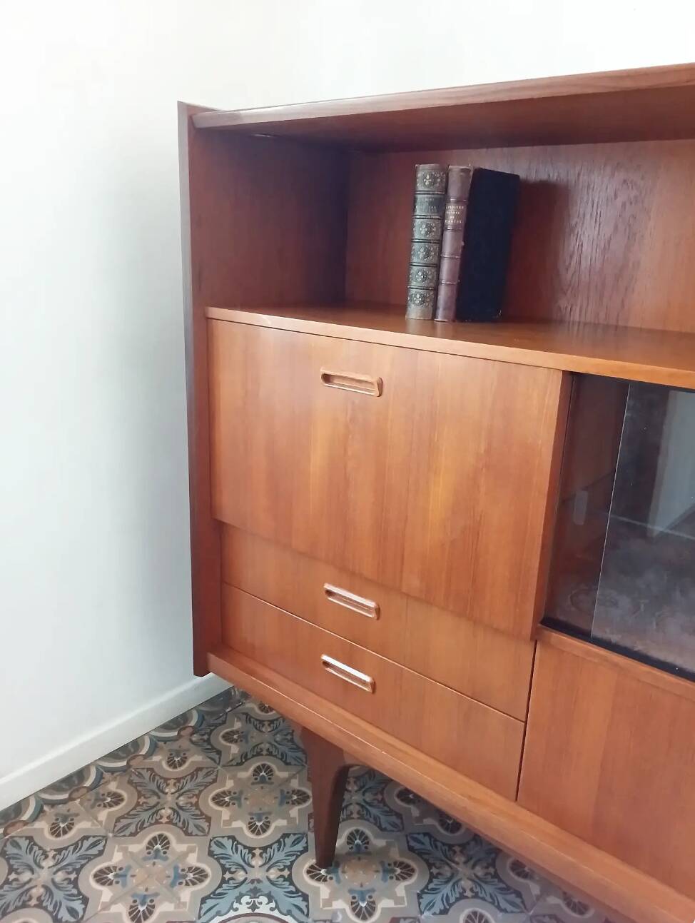 Sideboard library in Scandinavian style made of teak.