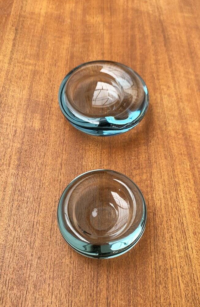 Set of 2 Danish glass bowls from the mid-century by Per Lütken for Holmegaard, 1960s.