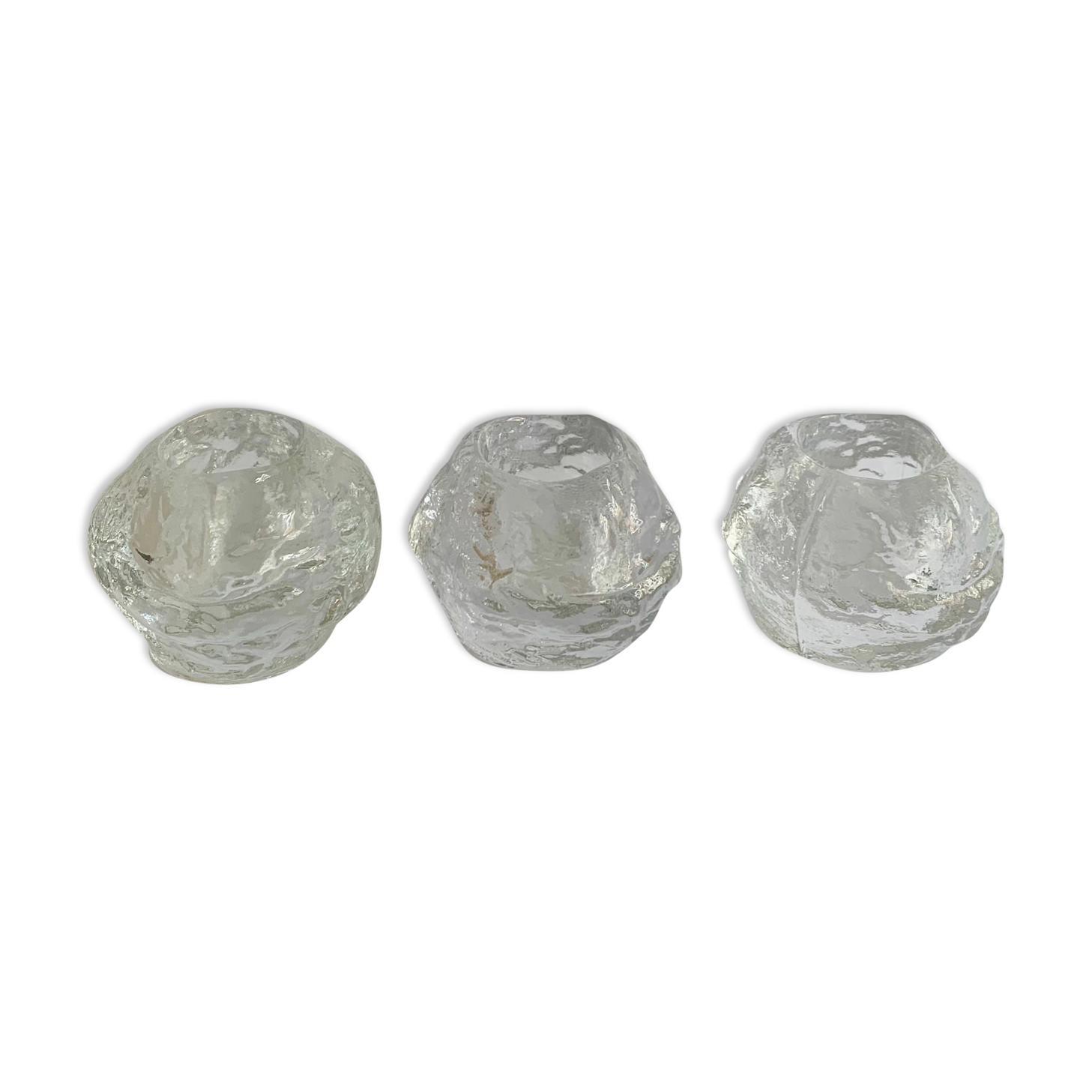 Set of 3 Candleholders, Kosta Boda, Sweden, 1970s