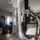 Wine carafe, vintage decanter in hand-blown Hartzviller bubbled crystal