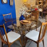 70's smoked glass and rattan table