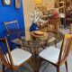 70s smoked glass and rattan table