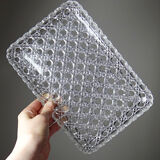 6 petites chopes et plateau vintages/anciennes en verre pressé style art déco