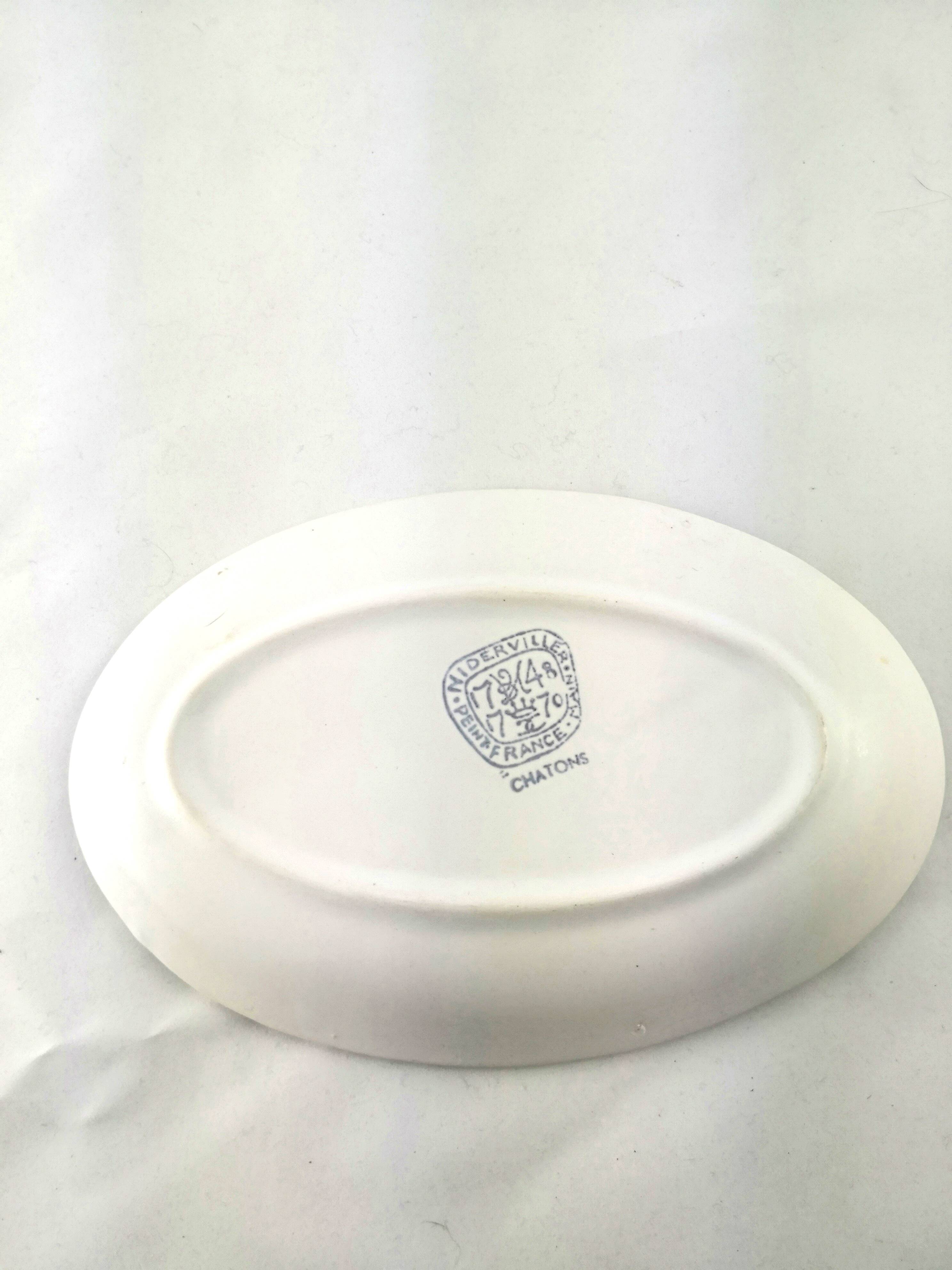 Oval serving dish, butter dish, Niderviller, 1970s
