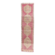 Vintage pink geometric Turkish hand-knotted runner 92x356