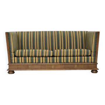 1960s, Danish drop arm sofa, furniture wool, oak wood, orginal condition.