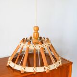 Scandinavian pendant light in wood and rope, 1960