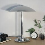 Mushroom lamp, chrome metal saucer, Aluminor, France, 1970