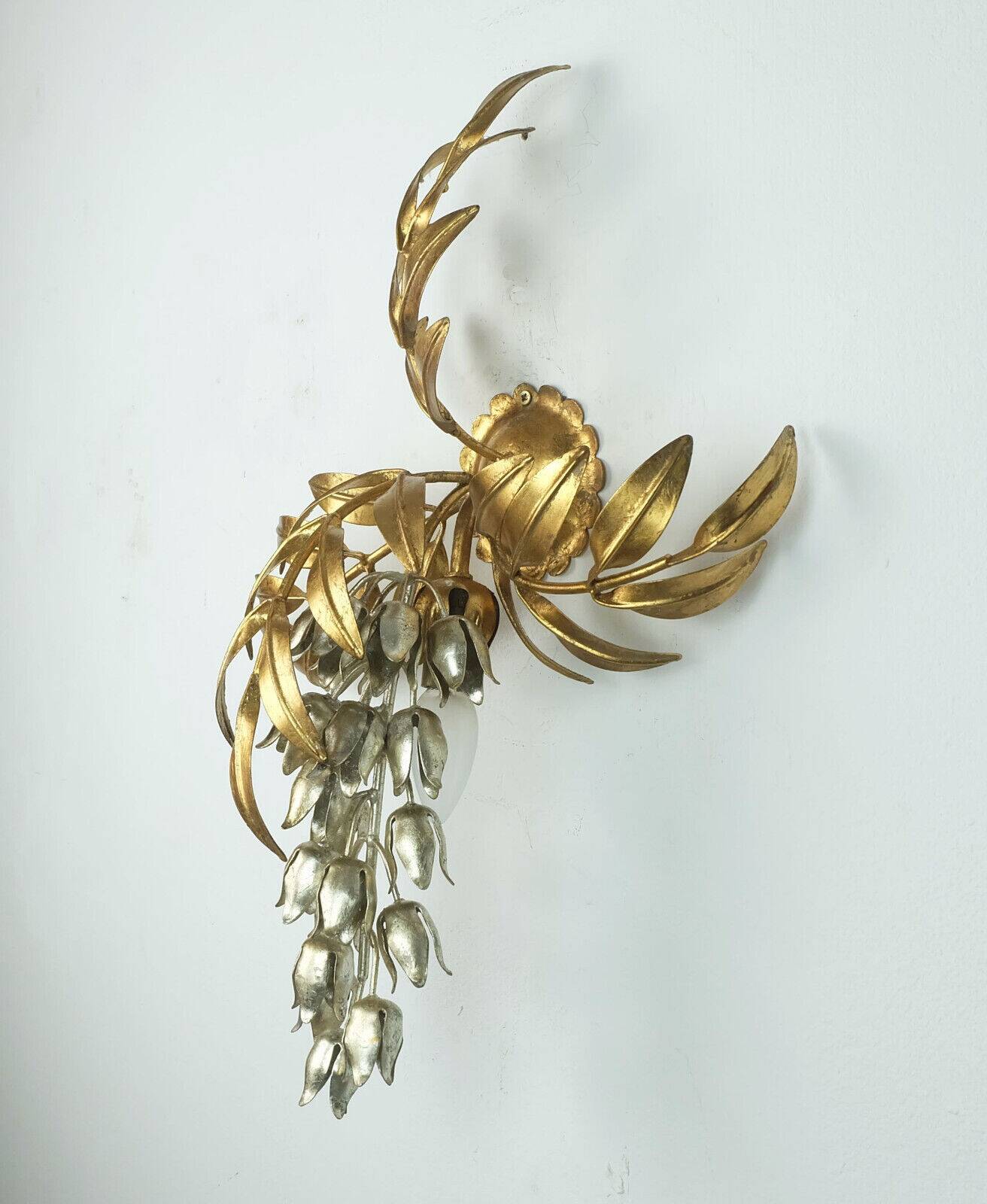 Hans koegl vintage florentine wall lamp sconce metal pioggia d'oro hollywood regency style