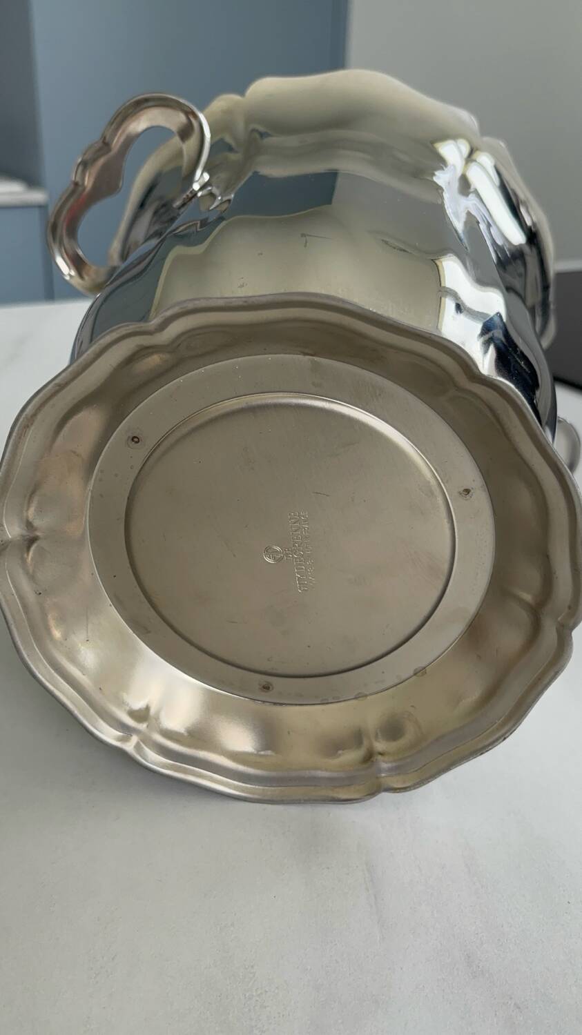 Stainless steel champagne bucket by Guy Degrenne, antique metal decoration - accessory