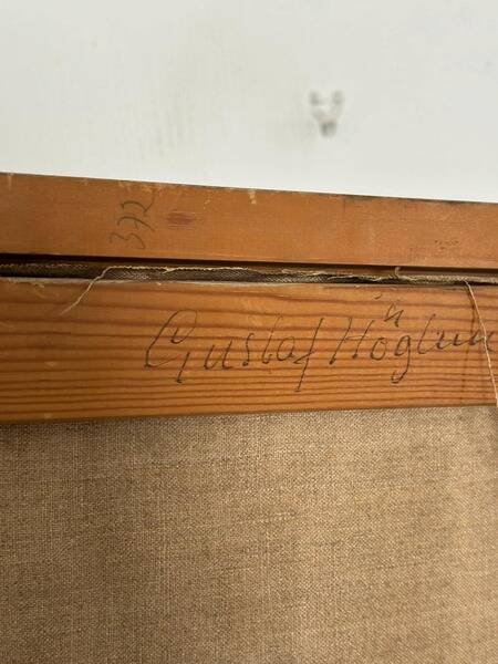 Original Swedish mid-century oil on canvas – “City” by Gustaf Höglund – vintage & framed – 80 × 70 cm