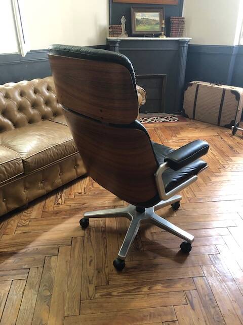 Office chair 1970 Stoll /Giroflex in black leather by Karl Ditter