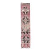 Tapis Couloir turc vintage rose noué à la main 75x342