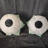 TBE / Vintage 2 Lampshades / pressed molded glass D 4 cm Base