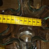 Glass vase with pewter floral decor