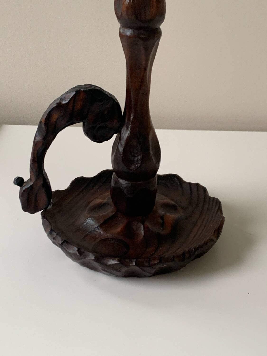 70s wooden candle holder