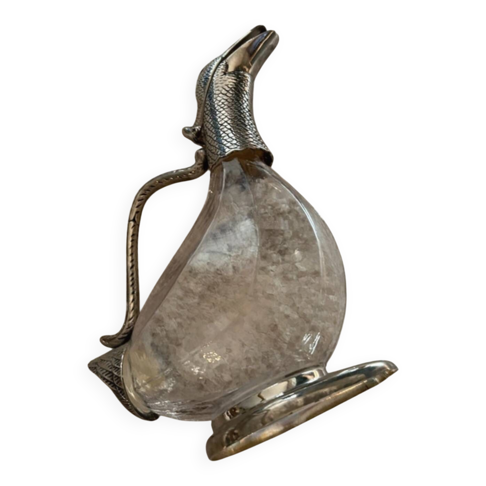 Silver-plated metal crystal decanter