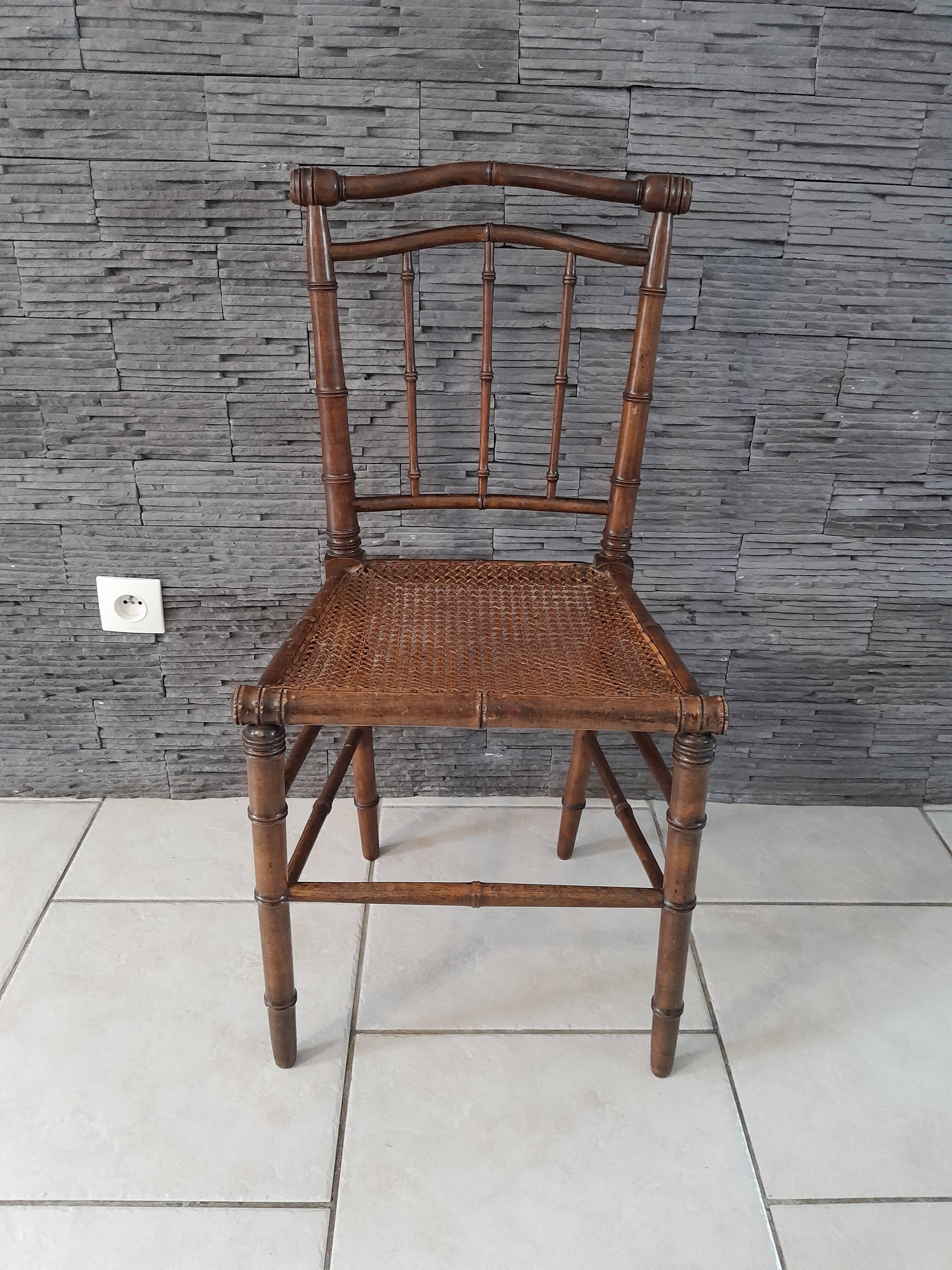 Bamboo style bedroom chair 1900 old Napoleon III