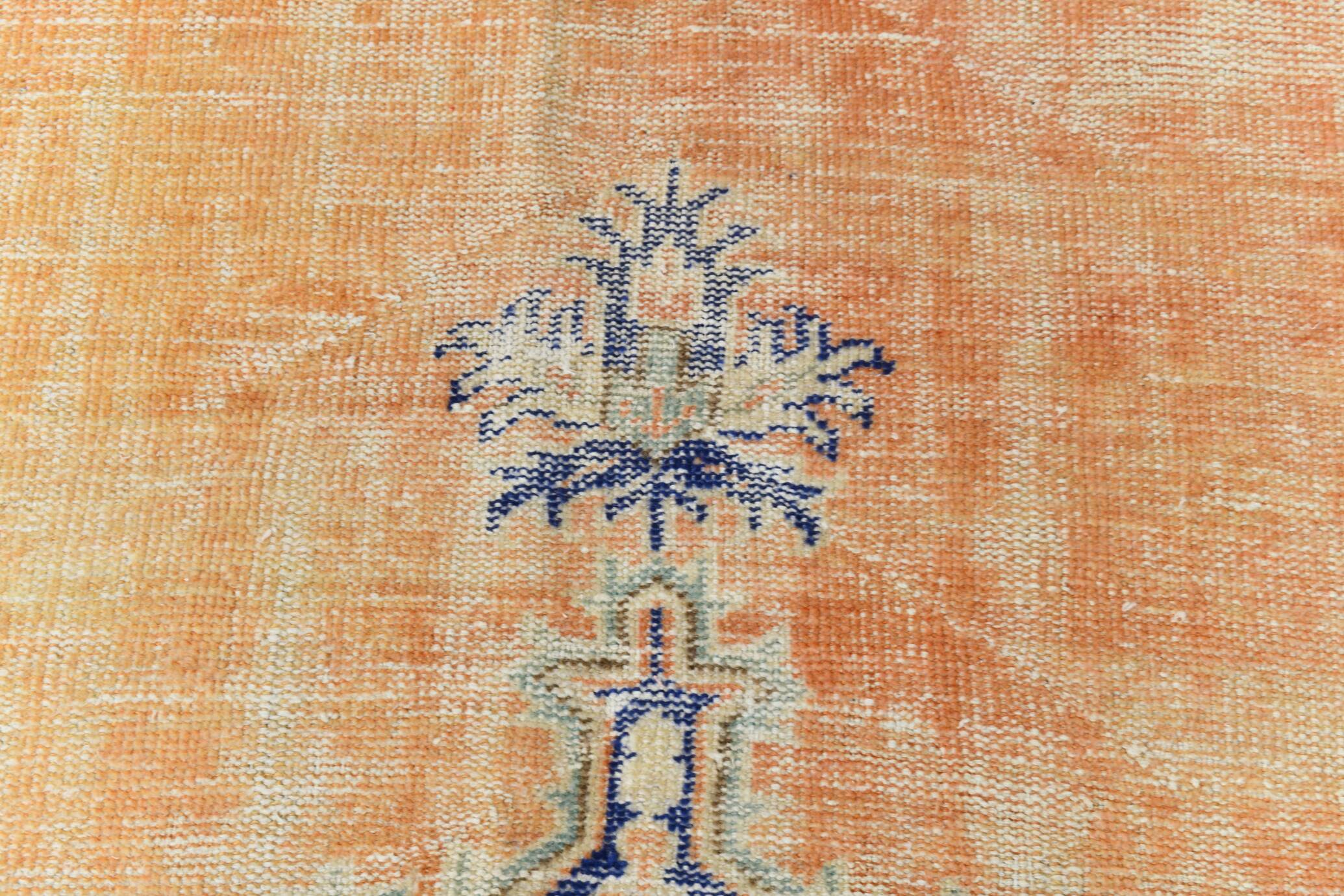 Blue Orange 250x350 cm Carpet, Vintage Large Rug, Turkish Antique Rug.