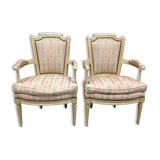 Paire de cabriolets style Louis XVI pieds fuselés
