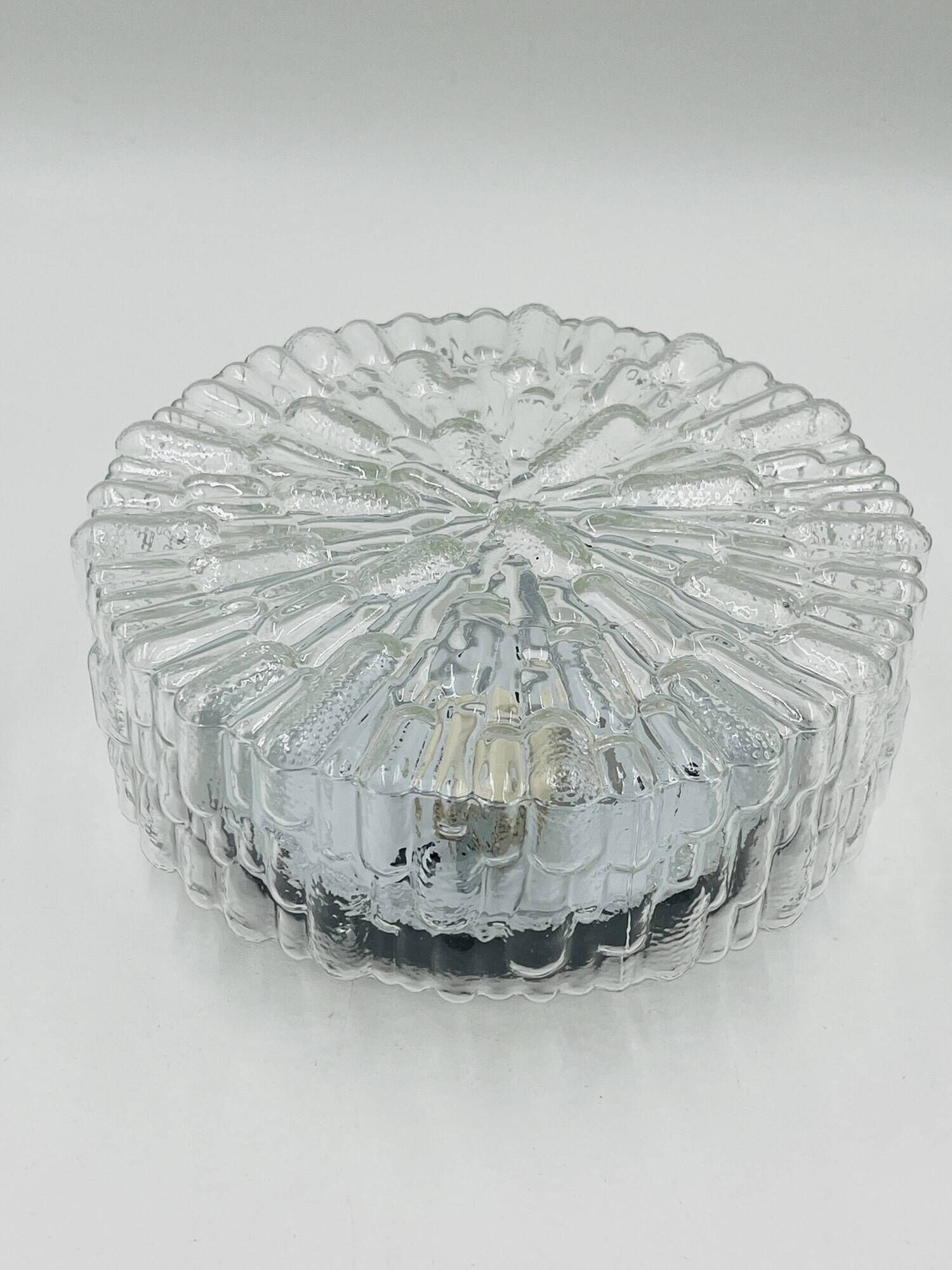 Massive modernist ceiling light in moulded glass