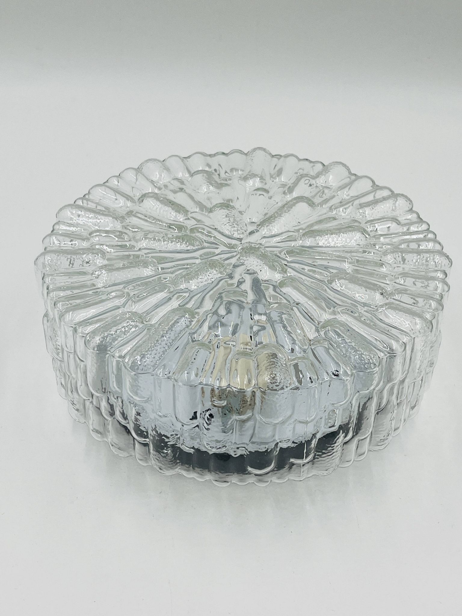 Massive modernist ceiling light in moulded glass