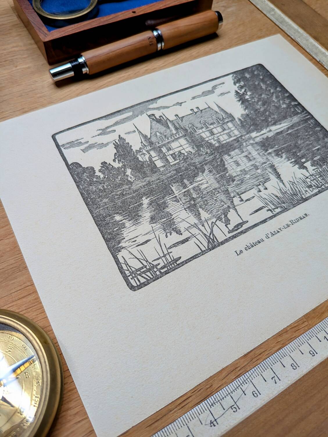 Printed in 1933, the castle of Azay-Le-Rideau, Indre-et-Loire.