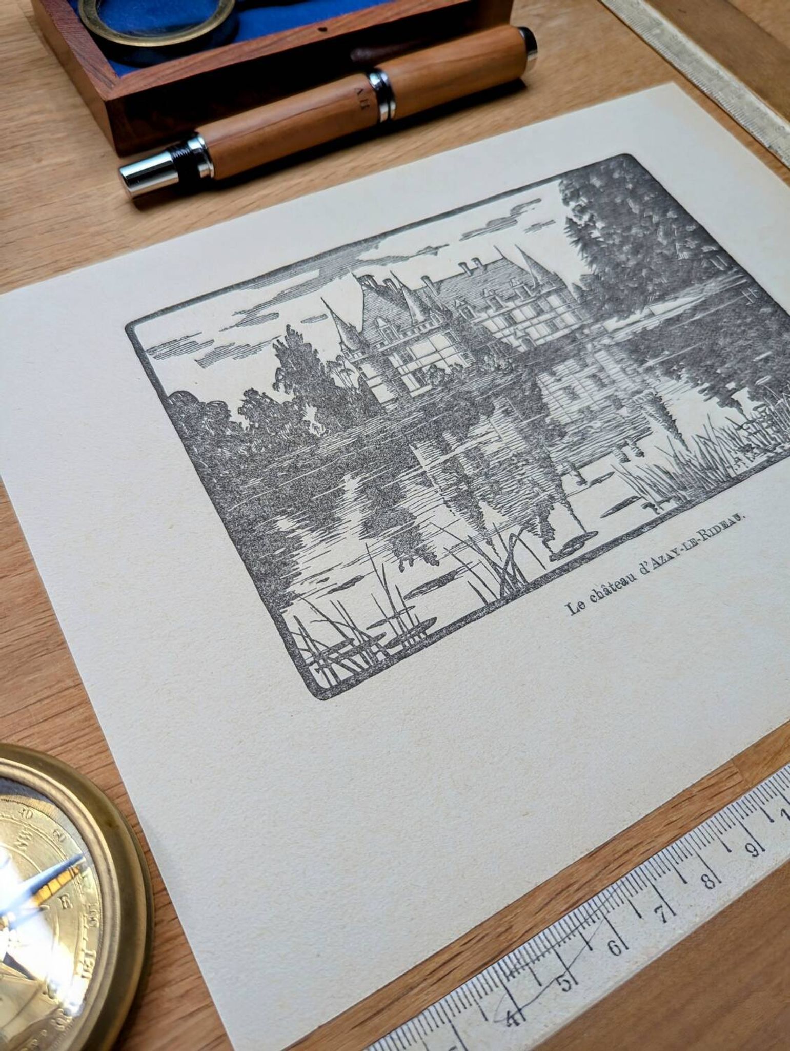 Printed in 1933, the castle of Azay-Le-Rideau, Indre-et-Loire.