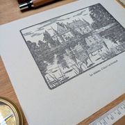 Printed in 1933, the castle of Azay-Le-Rideau, Indre-et-Loire.