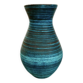 Accolay, vase bleu en céramique, collection "gauloise", années 1960