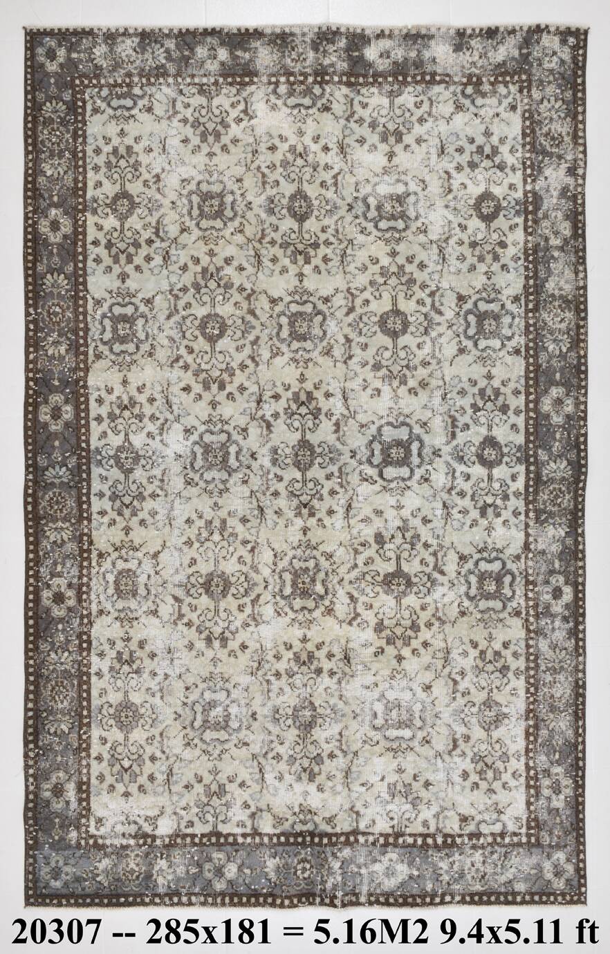 Light Green & Brown Floral Persian Rug, 181x285Cm
