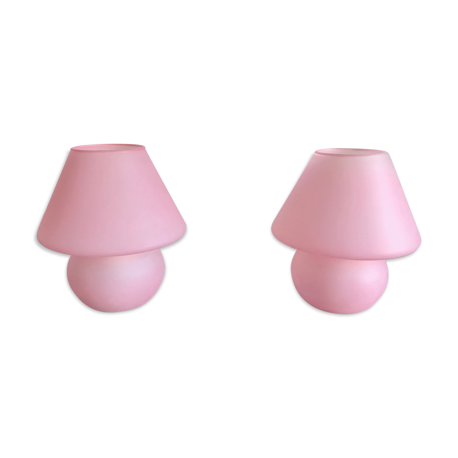 Pair of glass mushroom lamps