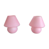 Paire de lampes champignon en verre