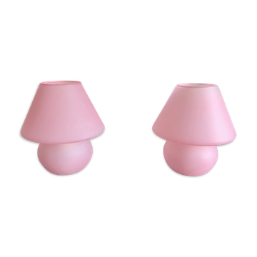 Paire de lampes champignon en verre