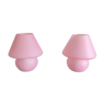 Pair of glass mushroom lamps