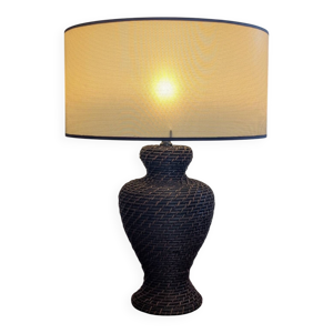 Lampe vintage en rotin - brun