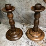 Vintage wood candle holders
