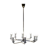 Mid century Italian Brass Chandelier (Attributed to Stilnovo) with 8 Arms Italy.