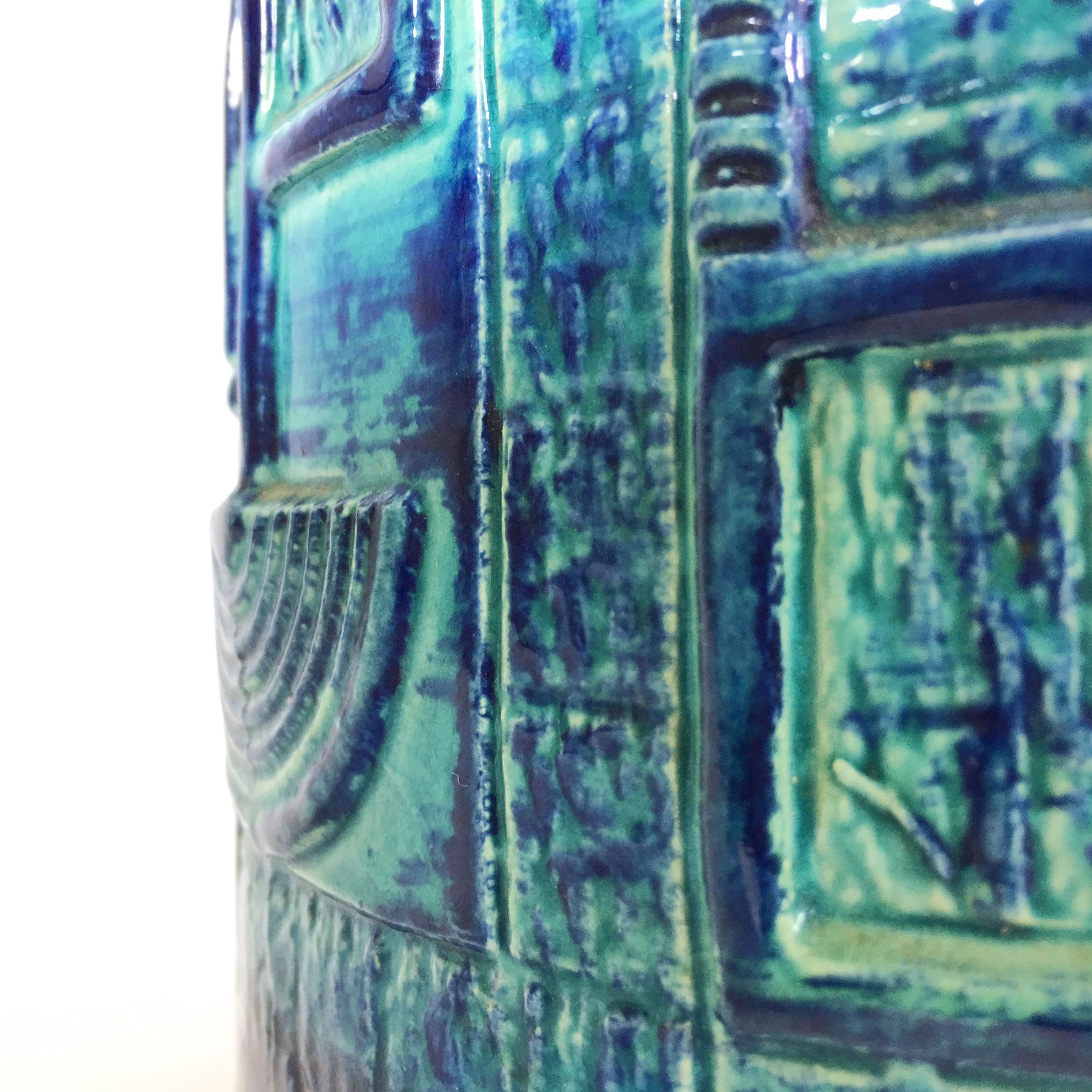 Vase in blue ceramics, 1970-1980