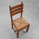 1960s Belgian Mid-Century Chair in Oak and Wicker, Brutalist Style