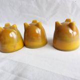 Marbled glass tripod egg cups