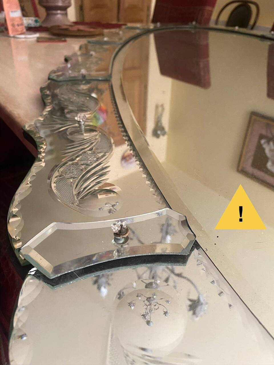 Large Mirror 180cm x 87cm, circa 1960-1970, in the style of Murano.