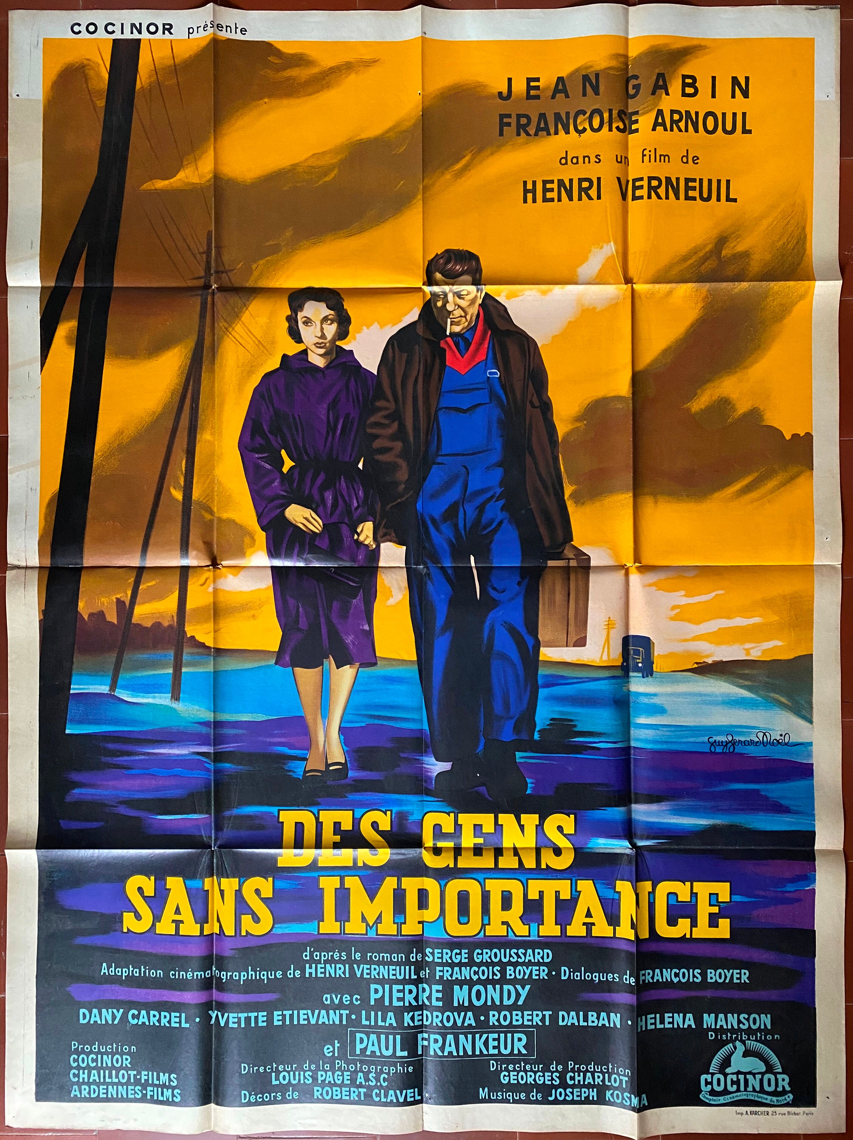 Original cinema poster "Des gens sens importance" Jean Gabin 120x160cm 1956