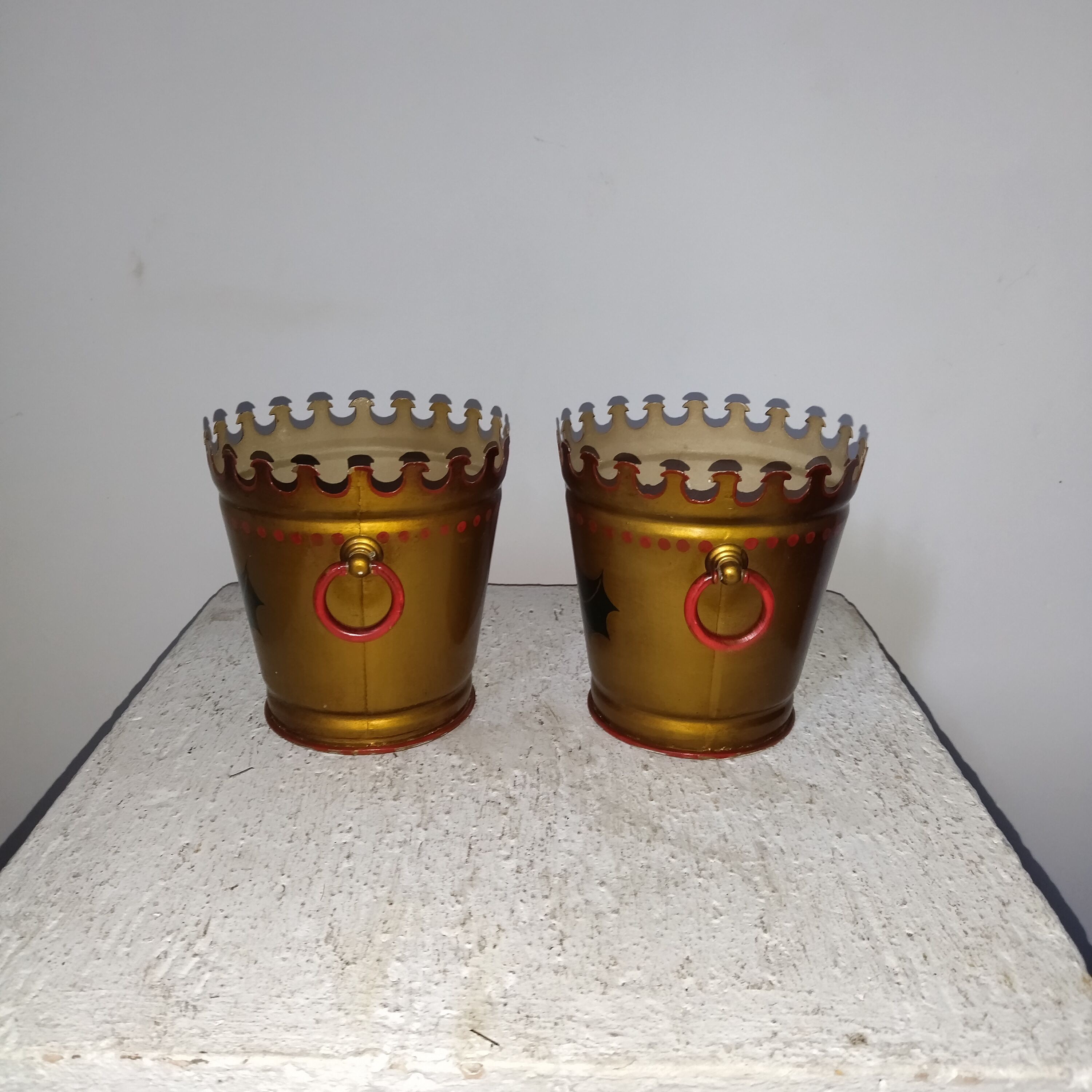 Pair of Lancel Paris metal pot covers
