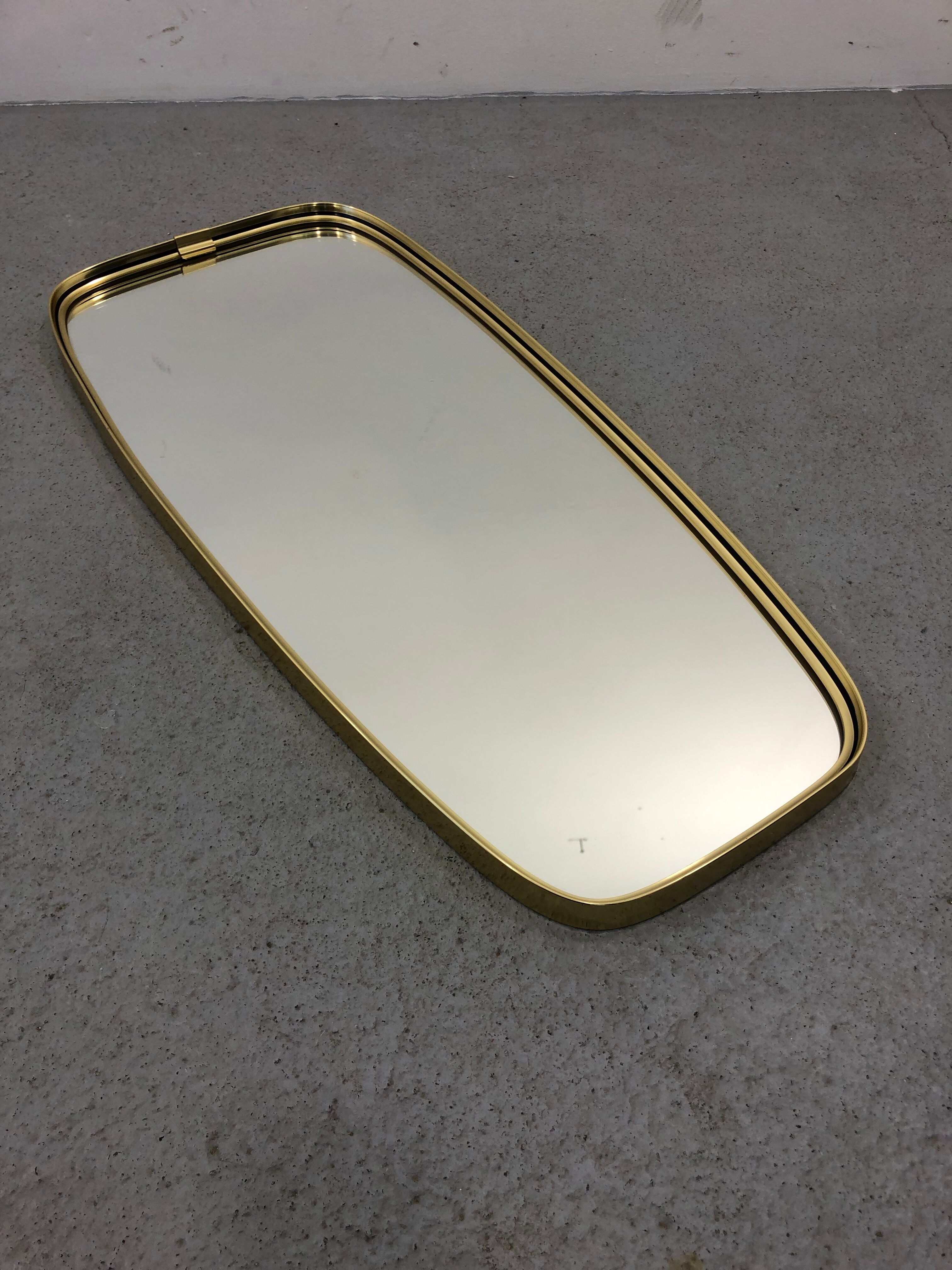 Mid-century modern german rockabilly golden wall mirror, 1970s