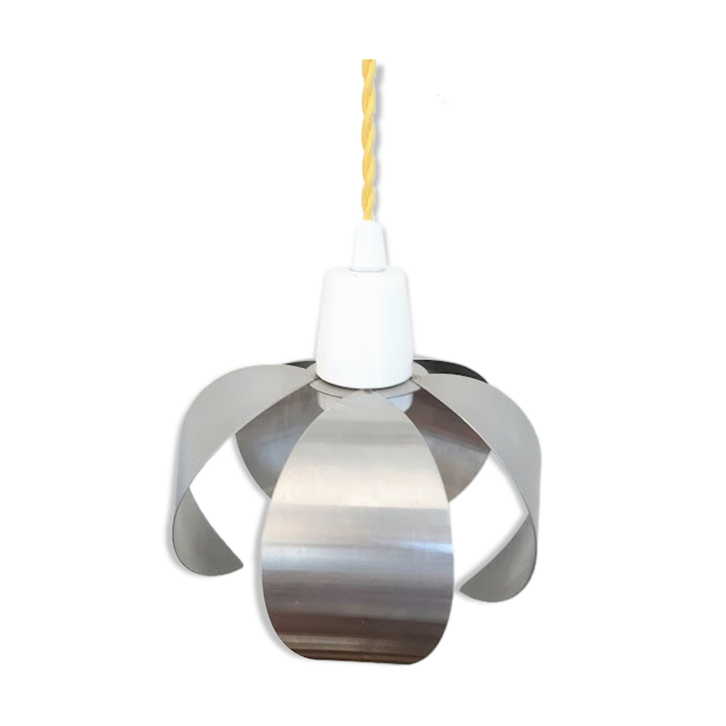Flower pendant lamp in brushed steel 1970