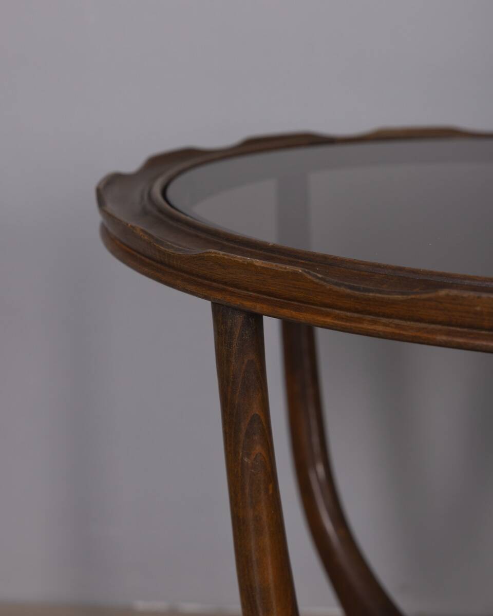 Vintage 1950s wood and glass coffee table, italian design