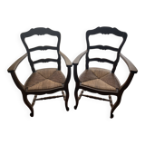 Paire de fauteuils en chêne