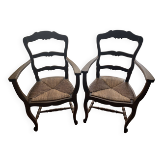 Pair of oak armchairs