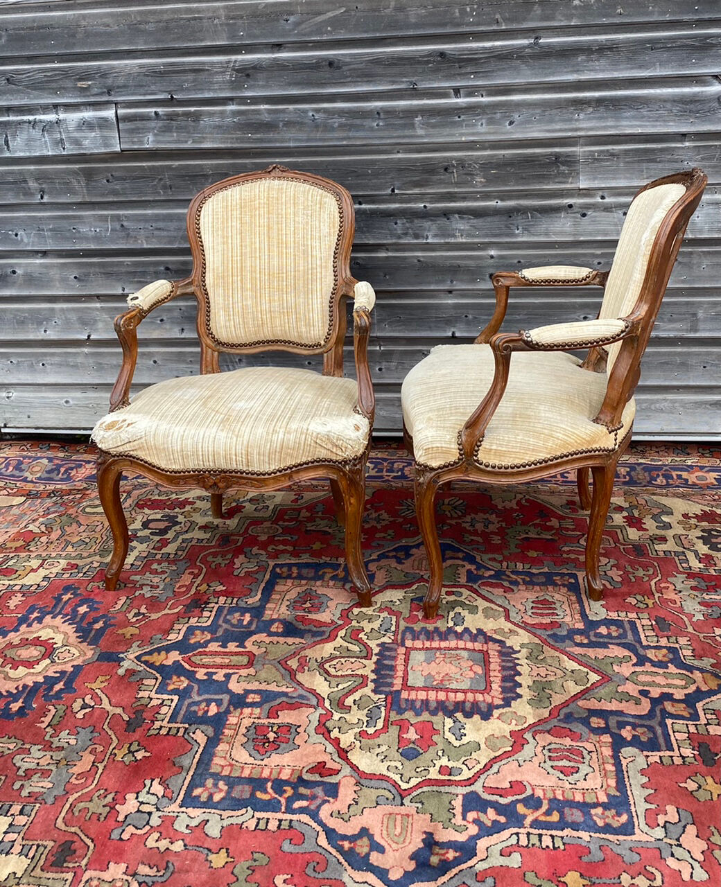 N.T Porrot Pair Of Armchairs In Natural Wood Of Louis XV xviii period Eme Century